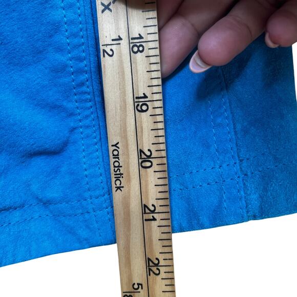Live a Little Suede Leather Jacket Women's Snap Front Turquoise M - Picture 5 of 6
